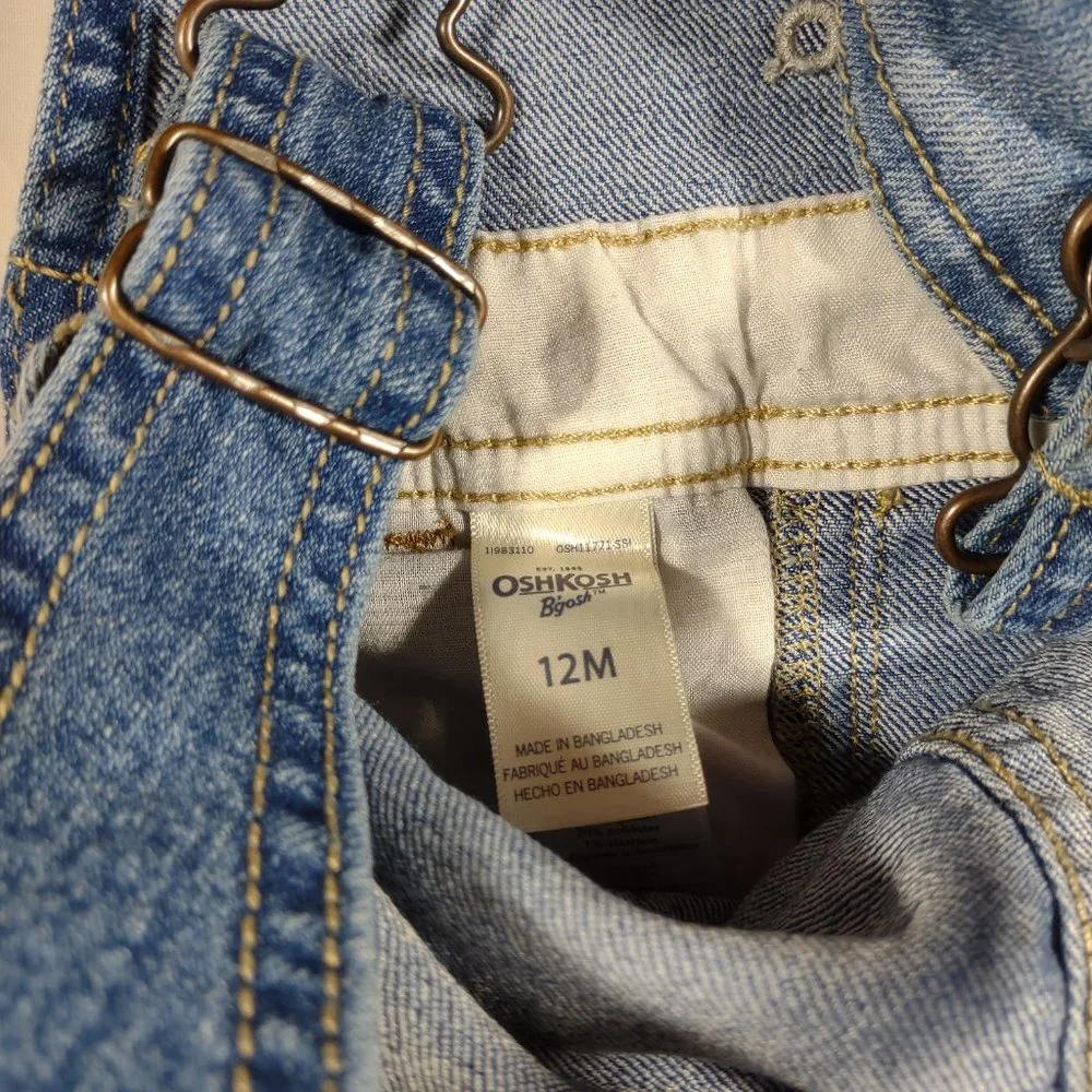 Osh Kosh Denim Overalls Baby Size 12 months Blue Jeans